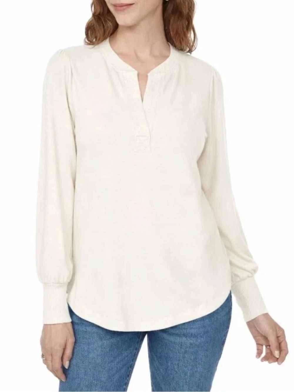 Buffalo David Bitton Women's Long Sleeve Cozy V-Neck Top XX-Large Cream NWT New